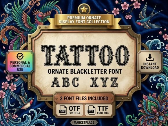 Tattoo Font: A Masterful Blackletter Typeface for Bold Branding