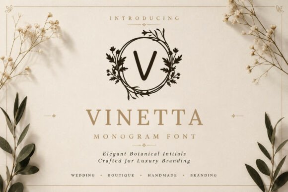 Vinetta Monogram: Elegant Botanical Typography